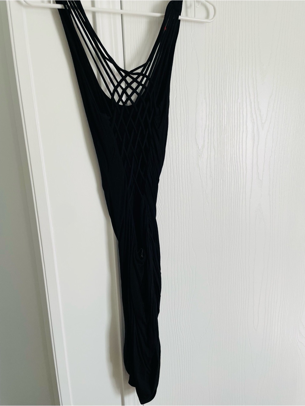 Papaya Black Mini Dress with Strappy Lattice Back